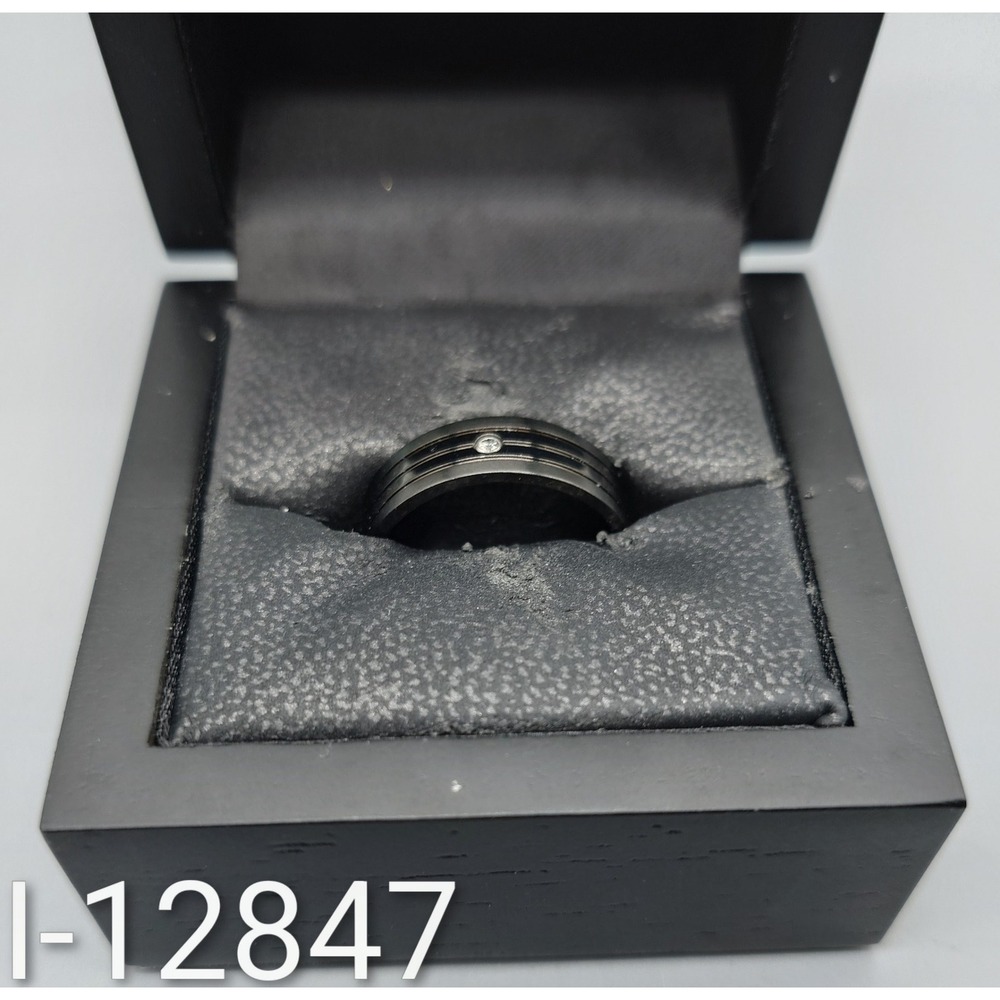 Black Band Ring with Diamond Size 10